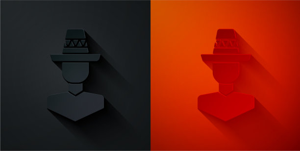 剪纸墨西哥男子戴着宽边帽图标图片下载