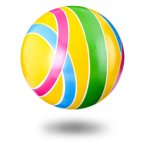 彩色橡胶充气球孤立在一个白色的背景。孤立的一个孩子的球与阴影图片下载