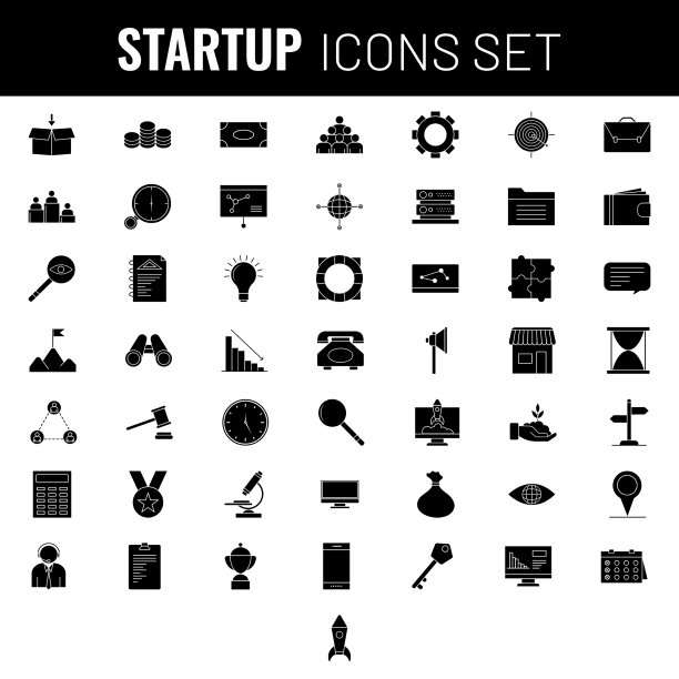 Bw启动图标设置在平面风格图片下载