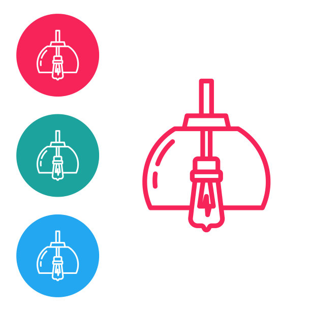 红色线吊灯图标孤立在白色图片下载