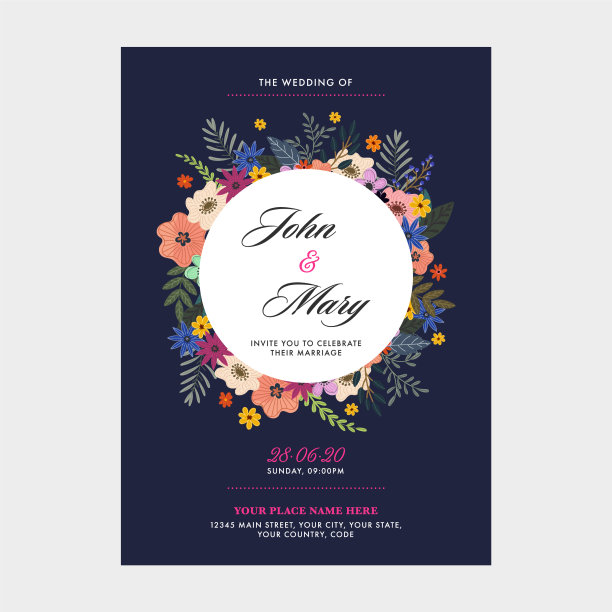 婚礼请柬模板布置装饰图片下载