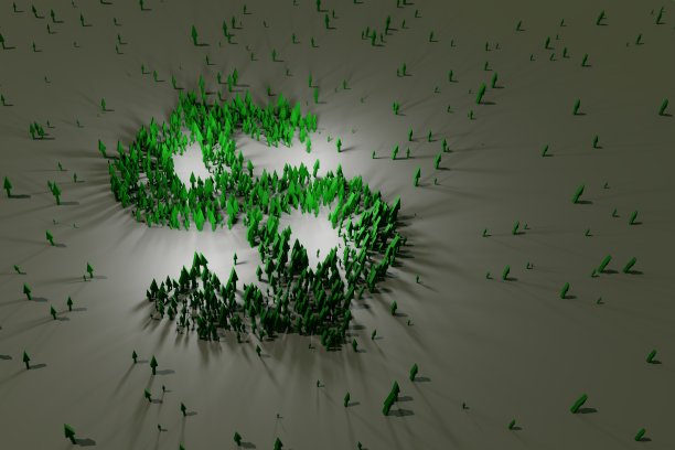 绿色箭头正在生长，形成一个美元符号的形状。数字3 d渲染。图片下载