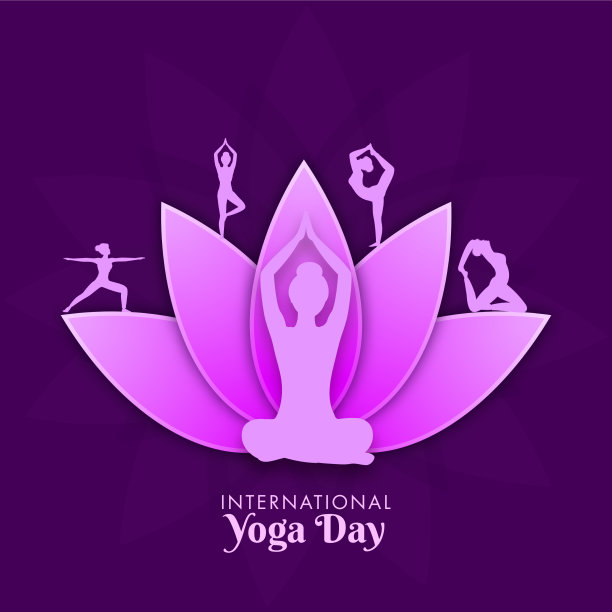 剪纸荷花与剪影妇女图片下载