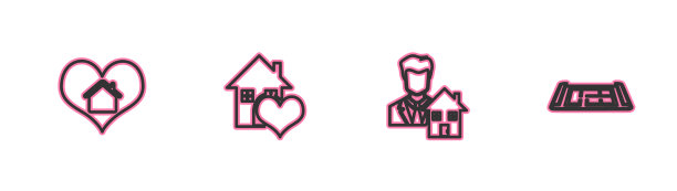 设线房子与心脏形状的房地产经纪人和计划图片下载