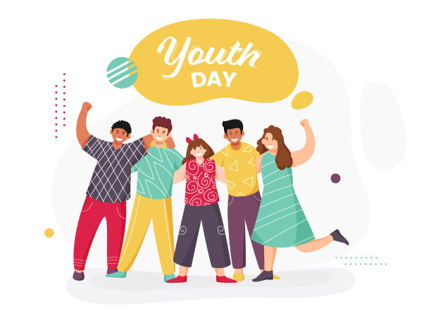 欢乐的年轻男孩和女孩群有照片图片下载