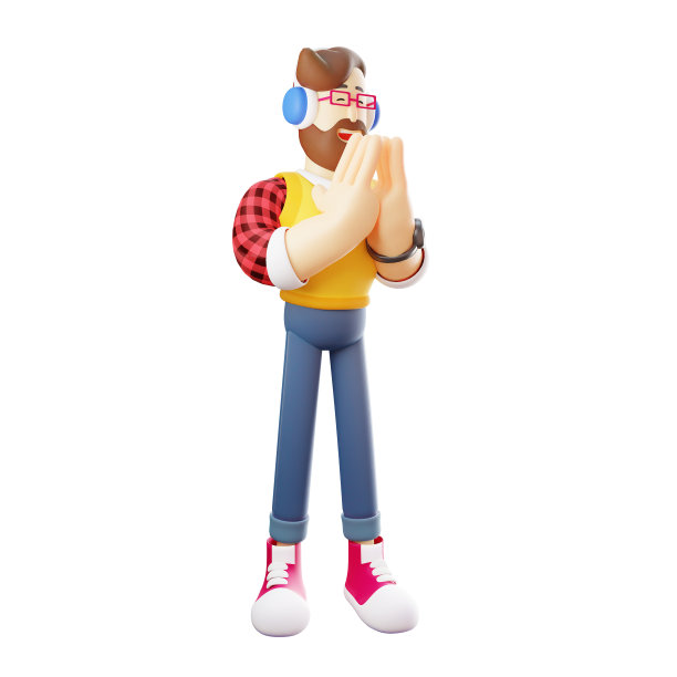 一个男人卡通设计显示乞讨姿势图片下载