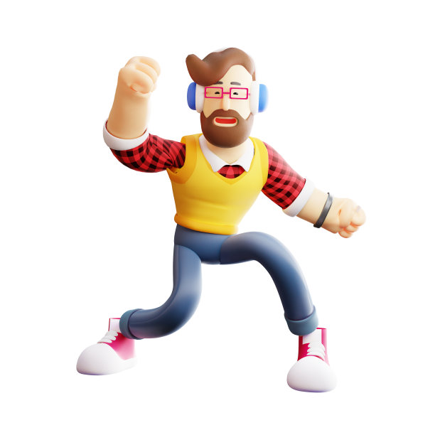 3D男性卡通人物举着两个大拇指图片下载