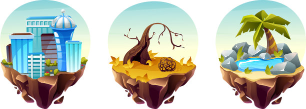 游戏岛屿收集景观与房屋图片下载