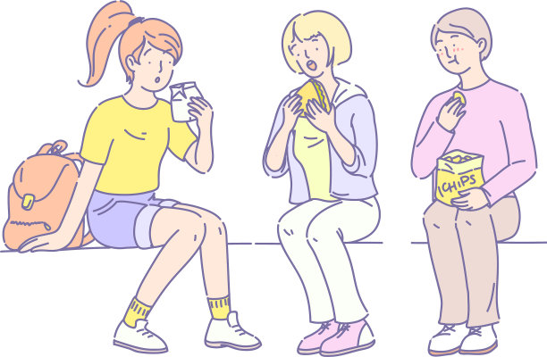 学生午餐时间群年轻人吃饭图片下载