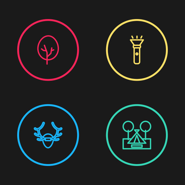 在盾形旅游帐篷上设置鹿角线图片下载