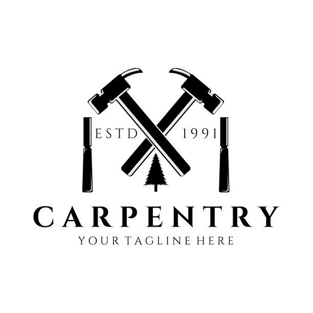 木匠标志复古设计图片下载