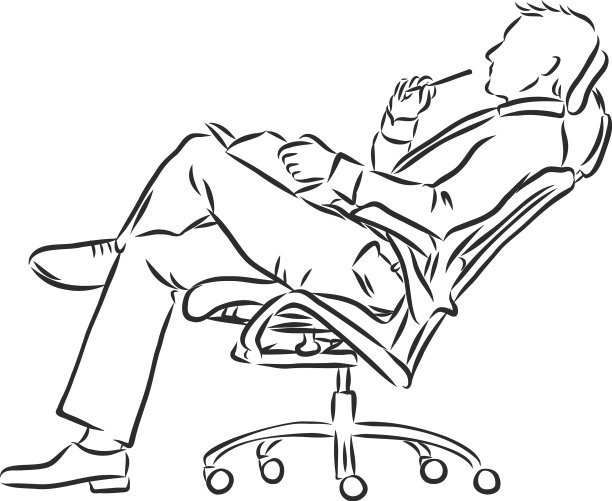 手绘草图，有思想的年轻商人图片下载