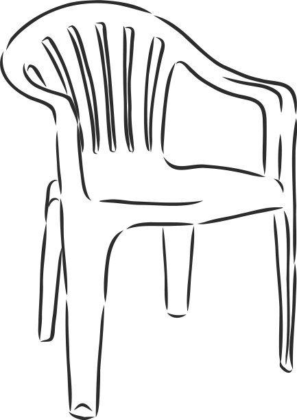 塑料花园椅子写实素描图片下载