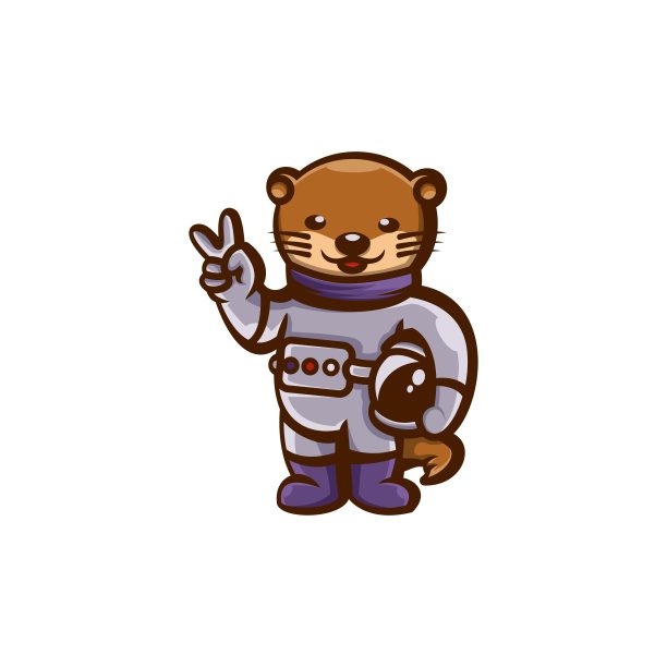 矢量插图水獭宇航员吉祥物卡通风格。图片下载