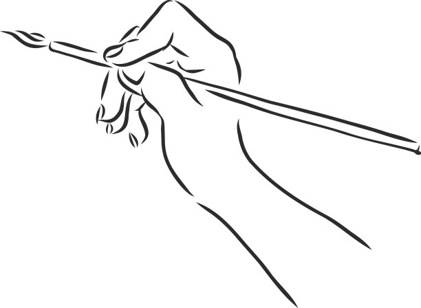 用毛笔素描的手画图片下载