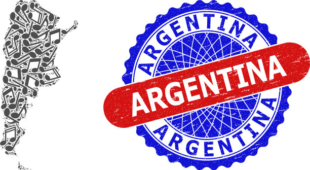 旋律注意拼贴阿根廷地图和双色图片下载