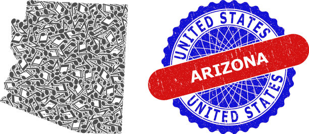 音乐拼贴亚利桑那州地图和双色图片下载