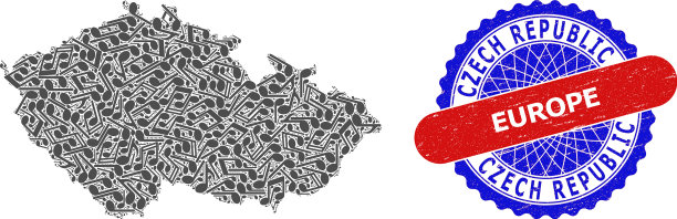 音乐马赛克捷克共和国地图和双色图片下载