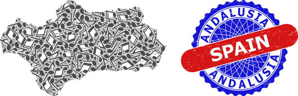 音乐音符模式为安达卢西亚省地图和图片下载