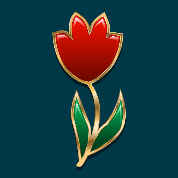 红色郁金香在深绿色的背景花上图片下载