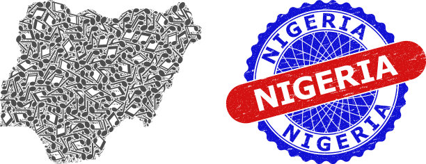 音乐笔记马赛克为尼日利亚地图和双色图片下载