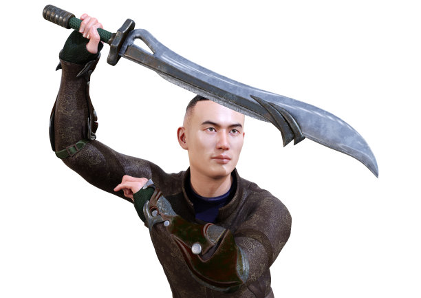 3D插图年轻的亚洲人在白色图片下载