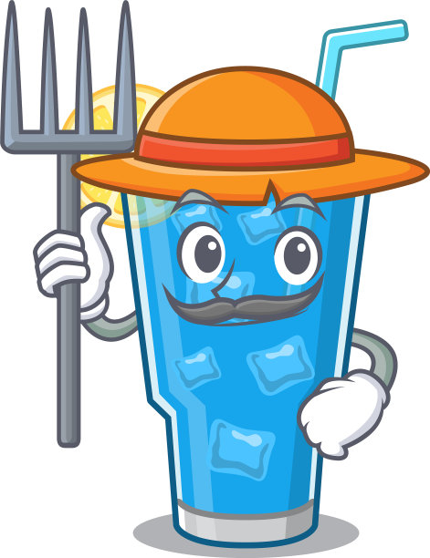 蓝色泻湖鸡尾酒吉祥物设计作为一个图片下载