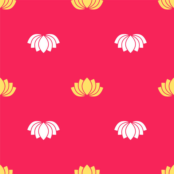 黄莲花图标隔离无缝图案图片下载