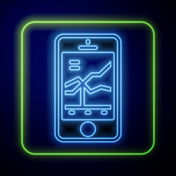 发光的霓虹灯移动股票交易概念图标图片下载