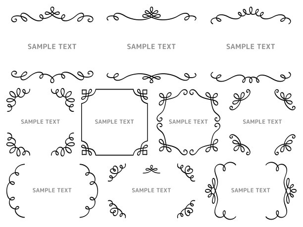 欧式粗线条书法装饰画框套装图片下载