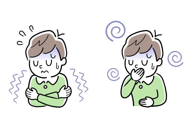 矢量插图材料:不舒服的男孩，发冷，恶心图片下载