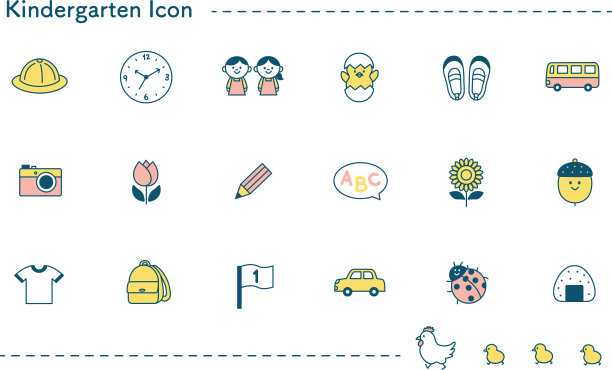 幼儿园符号向量图标集图片下载
