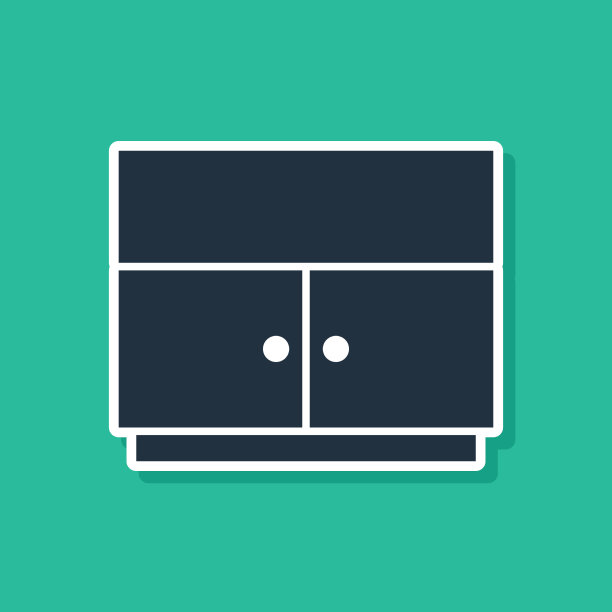 蓝色衣橱图标孤立在绿色背景上图片下载