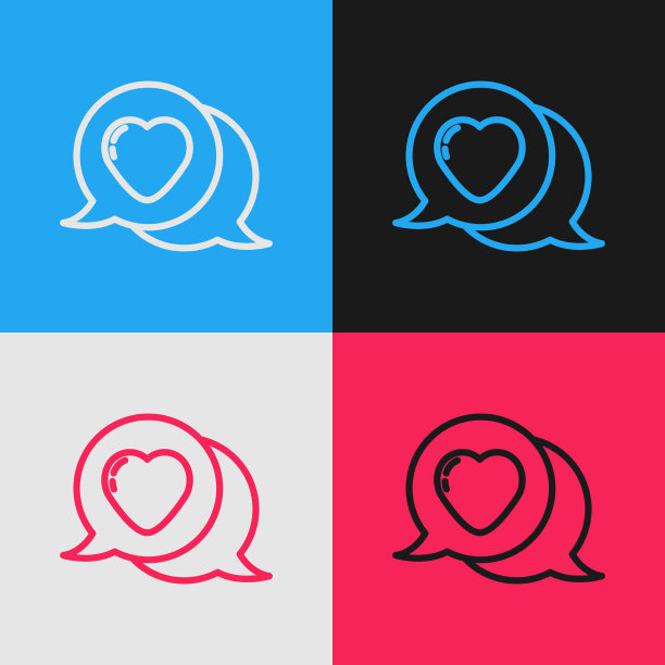 波普艺术线心在言语气泡图标孤立图片下载