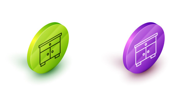 等距线家具床头柜图标孤立图片下载