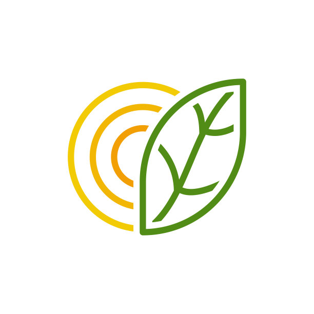 太阳叶子标志模板向量图标线条风格图片下载