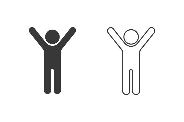 人举起双手图标集，矢量简单孤立的插图图片下载