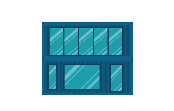 由集装箱组成的模块化房屋，白色背景上的移动现代房屋，使用海运集装箱建造房屋图片下载