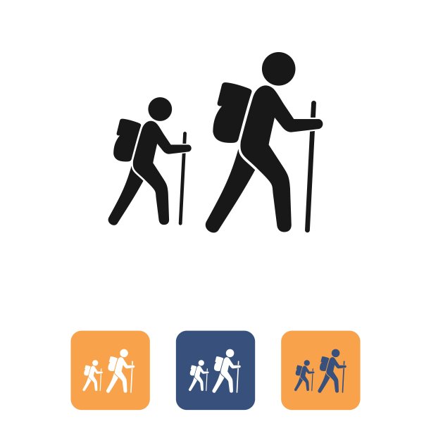 徒步图标，矢量插图图片下载