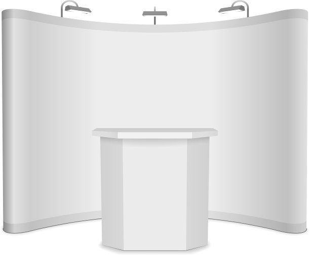 空白展台，上面有横幅和桌子图片下载