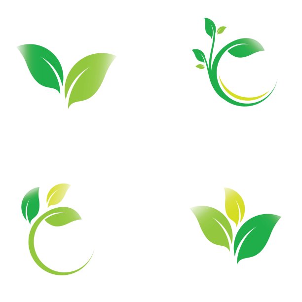 绿叶图标集，叶子矢量插图图片下载