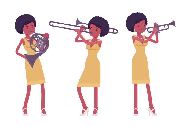 音乐家，爵士乐，摇滚非洲妇女演奏管乐器图片下载