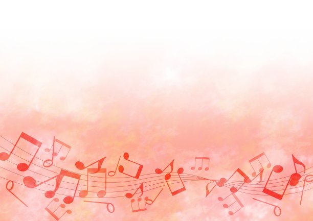 红色水彩框架与音乐的音符图片下载