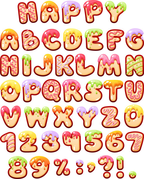 漫画游戏甜字体儿童字母卡通泡泡图片下载