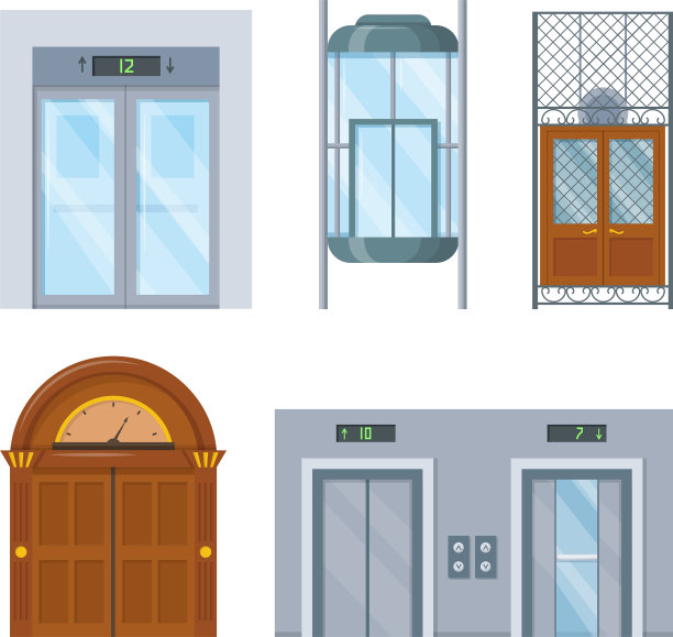 现代和复古的住宅内部配备电梯图片下载