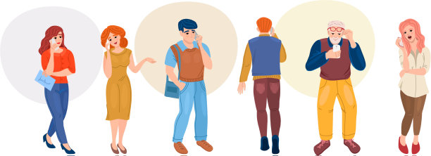 一群有智能手机的男人女人上了年纪图片下载