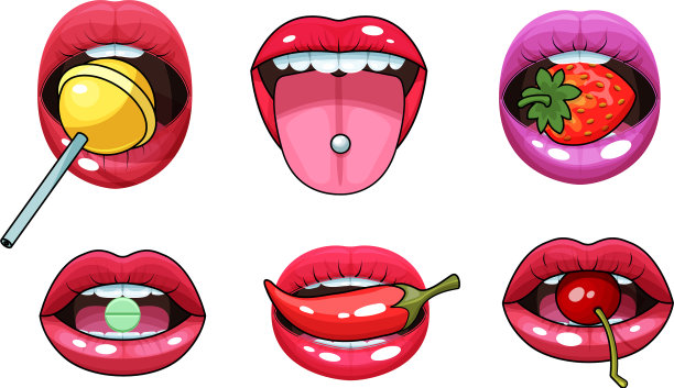 性感女人的嘴套红色性感女孩的嘴唇贴纸图片下载