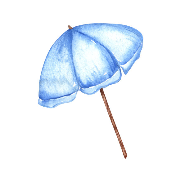 沙滩伞。水彩插图。航海剪纸艺术。遮阳伞图片下载