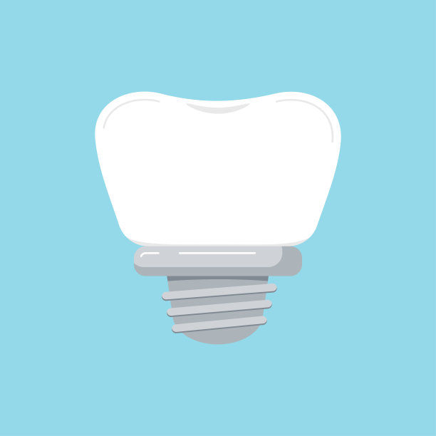 牙种植体图标孤立在蓝色背景上。图片下载