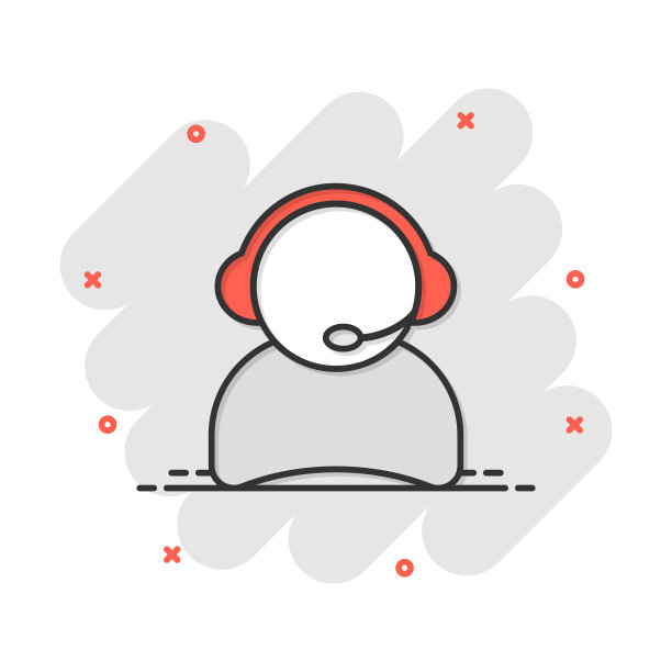 卡通操作员与麦克风图标在漫画图片下载